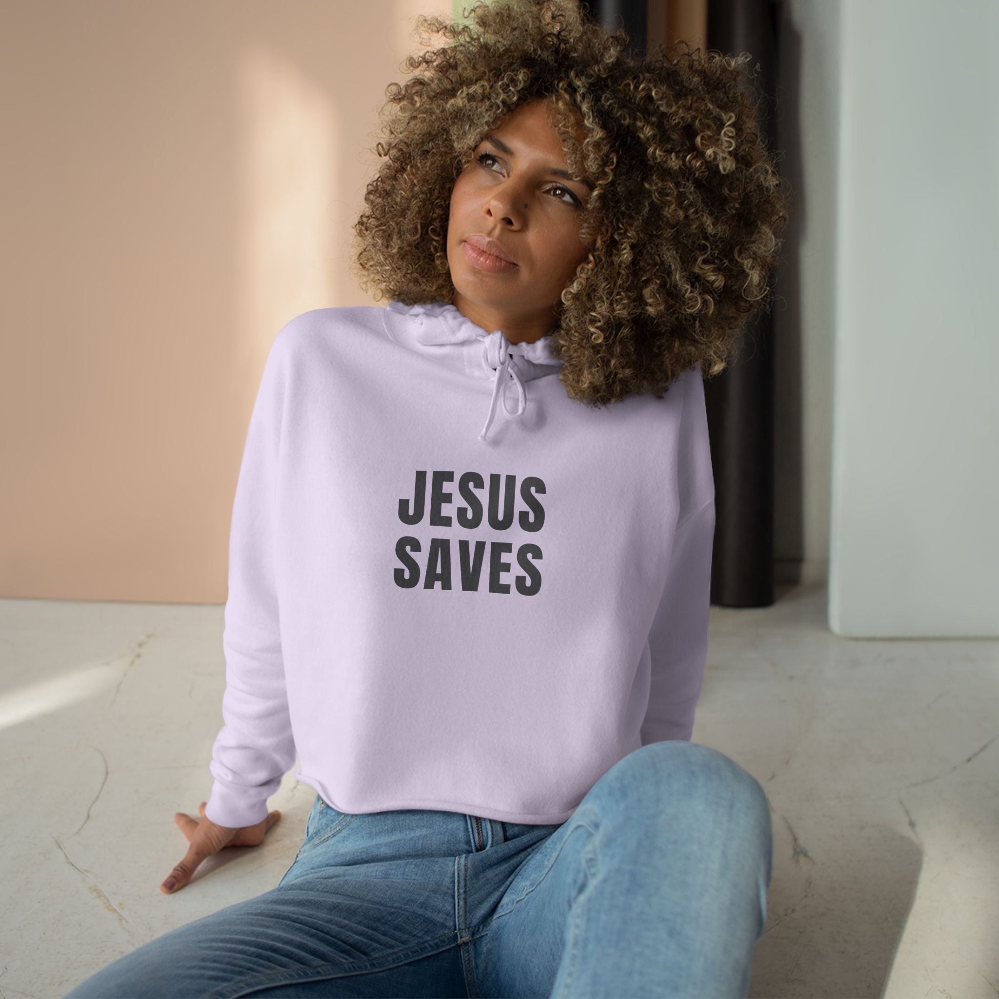 Crop Hoodie - 'Jesus Saves'