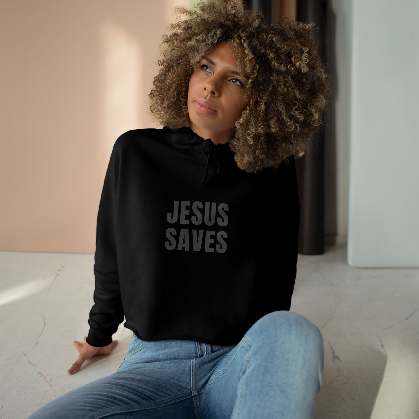 Crop Hoodie - 'Jesus Saves'