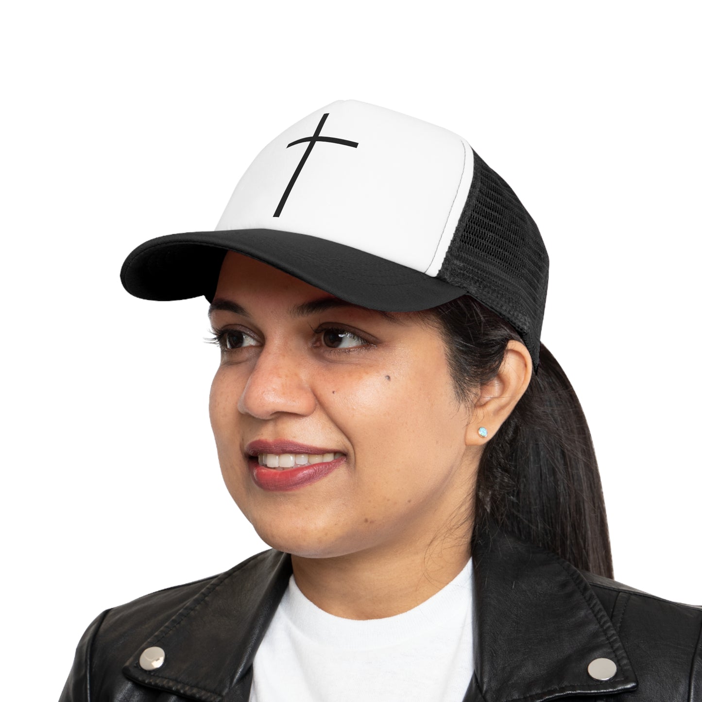 Faith-Inspired Mesh Cap with Cross Design