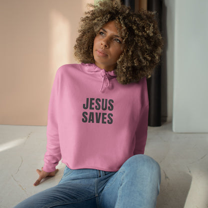 Crop Hoodie - 'Jesus Saves'