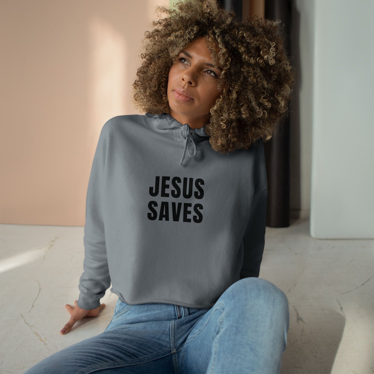 Crop Hoodie - 'Jesus Saves'