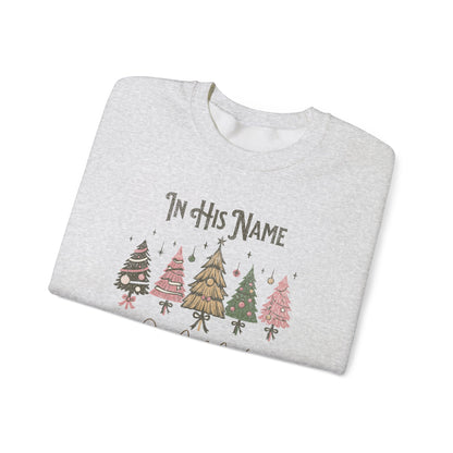 Christmas Celebration Crewneck Sweatshirt - "In His Name We Celebrate"